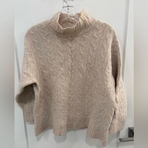 J. Jill Mock Neck Wool Blend Cable Knit Sweater Size XL see measurements